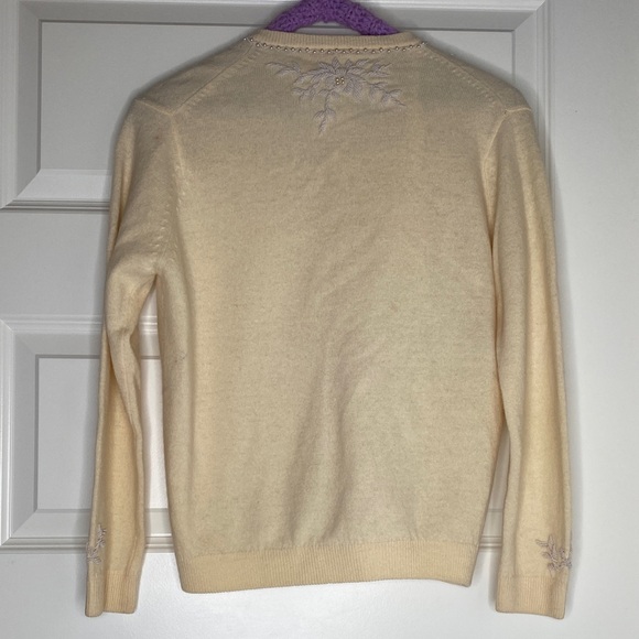True Vintage Cream Embroidered Pearl Cardigan - Picture 4 of 8
